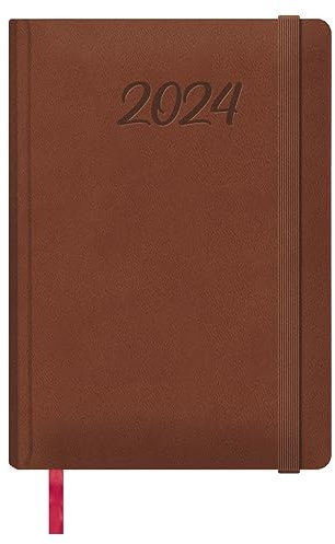 Dohe - Kalender 2024 - Tag-Seite - Größe: 15x21 cm (A5) - 336 Seiten - Eingenähter Einband - Hardcover - Braun - Modell Manaos