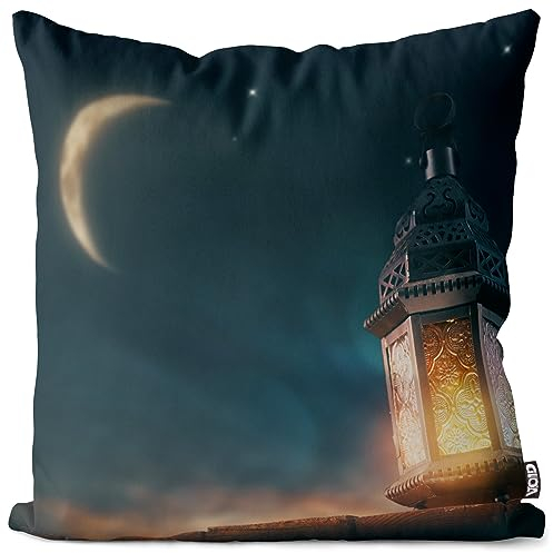 VOID Laterne Arabien Mond Kissenbezug Kissenhülle Sofa Couch Wohnzimmer Dekoration wasserfest Outdoor Garten Kissen bezug deko, Kissen Größe:50 x 50 cm