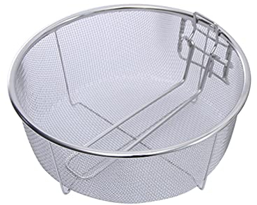 Cesta para freidoras de acero inoxidable, soporte redondo para patatas fritas, 20 x 20 cm