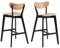 AC Design Furniture Roxanne - Juego de 2 taburetes de Bar con Asiento de Chapa de Roble y Patas de Madera Negra, Trona de Estilo Retro Moderno, Muebles de Bar, Muebles de Cocina, 45 x 105 x 49 cm