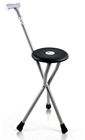 NANZU Klappbarer Rollator, Gehstock, praktischer klappbarer Gehstock, Dreiecksstuhl, Krücken, Stöcke aus Aluminiumlegierung, leichte Kufe, Schwarz, 48 cm, ältere Klet