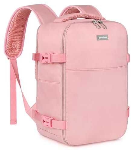 YOKGO Sac à Dos Voyage Cabine Bagage à Main 20L 40x20x25cm pour Ryanair Cabine Avion Sous Siège Cabine Sac à Dos Ordinateur Portable 14 Pouces Homme Femme Sac de Travail Week-ends Affaires Rose