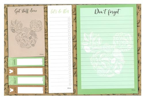 Mickey Mouse Schreibtischplaner mit Blumenmuster, mit To-Do-Liste, Haftnotizen, liniertem Block und Mini-Block