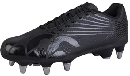 Canterbury Stamped Grndbrk Team, Botas Unisex Adulto, Negro/Metálico Plateado, 42 EU