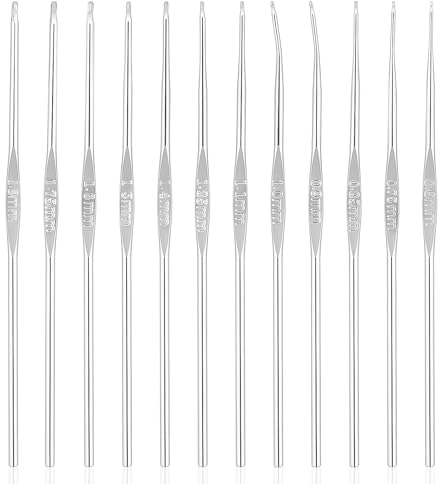 12 Stück Häkelnadel Dünn, Kleinste Edelstahl Häkelnadel 0,6-1,9 mm Spitze Häkelnadeln für Feine Strickprojekte, Kleine Größen Metall Häkelnadel Häkeln Ideal für Anfänger, Spitze und Dünnes Garn