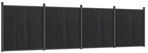 vidaXL Zaunelement, Gartenzaun mit Aluminiumpfosten Bodenplatte, Sichtschutzzaun für Garten Terrasse, Lamellenzaun Windschutzzaun, Grau WPC
