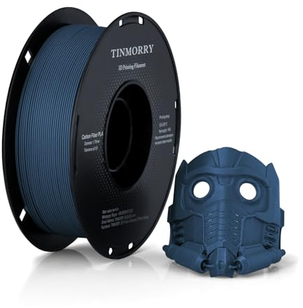 Kohlefaser PLA Filament 1.75mm, TINMORRY PLA-CF 3D Druck Filament, Kompatibel mit Bambu FDM 3D Drucker, 1 KG 1 Spule, Karbonblau