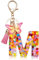 OSDUE Schlüsselanhänger für Damen, Alphabet Schlüsselanhänger, Mädchen Schlüsselanhänger, Rosa Schlüsselanhänger, Schmetterling Schlüsselanhänger Buchstabe für Frauen Mädchen Geburtstag Geschenke, M