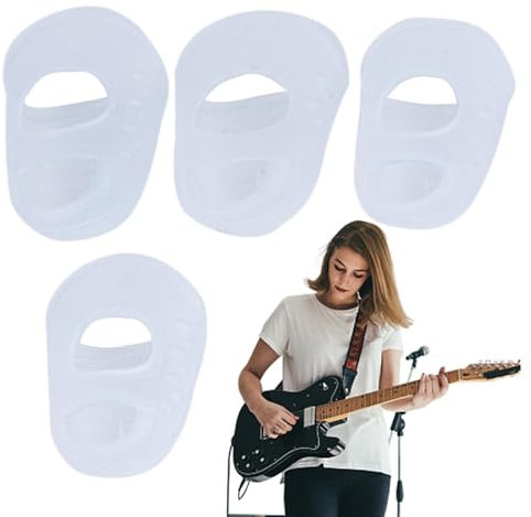 TROONZ Silikon-Fingerschutz, Gitarren-Fingerspitzenschutz | Atmungsaktive elastische 4-teilige Fingerabdeckungen zum Schutz der Fingerspitzen | Kleine Fingerpads und Fingerhülle für Gitarre, Folk,