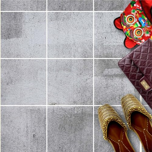 HUBDECO - Fliesenaufkleber - Küche, Badezimmer Deko - Klebefliesen - Bodenfliesen - Klebefolie Küche - Boden Schutzmatte - Selbstklebende Fliesen - 9 Stk. - Beton Optik - 20x20cm