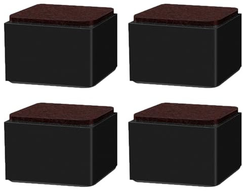 NANNAN3360 4 Rehausseurs de Lit Pieds de Support en Fer Élévateurs de Meubles Robustes Supporte Jusqu'à 500 kg avec Tapis Antidérapant, Noir/Blanc/Marron (Black,Increase Height 3cm)