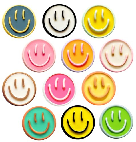 DIFIT Magnete für Magnettafel,12 Stück 12 Farben Harz Lächeln Magnet Kühlschrankmagnete,Magnete Stark Magneten Kühlschrank Tafel Magneten Kleine Bunt Rund für Whiteboard Pinnwand