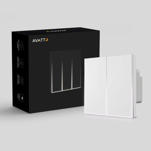 AVATTO Smart Lichtschalter WLAN Wandschalter Mit Umgebungsbeleuchtung Kompatibel mit Alexa Google Assistant 2 Weg benötigt Nullleiter, Kein Gateway erforderlich Mit Smart Life Tuya APP
