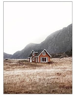 Gxllhh Bilder Holzhaus Leinwand Bilder Mit Holzrahme, Moderne Wandbilder Wohnzimmer, Rahmen Kunstdruck Gemälde,Deko Bilder Für Wohnzimmer Schlafzimmer,Leinwandbilder Wohnzimmer 30X40Cm