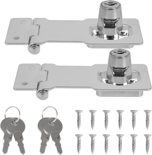 Minnhua 2pcs Moraillon de Verrouillage avec Serrure à Clé et Vis Loquet Boucle en Acier Inoxydable pour Bagage Armoire Tiroir Caisse Garage Armoire Placard