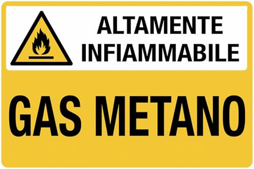 GLOBAL CARTELLO SEGNALETICO - altamente infiammabile gas metano - Adesivo Extra Resistente, Pannello in Forex, Pannello In Alluminio (Plastica, 15x10 cm)
