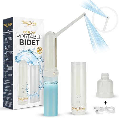 Bidet portatile | Bidet Buddy™ GoFlow | Alta pressione | Bidet da viaggio | Bidet portatile da 180 ml per viaggi | Bidet portatile portatile | Bidet portatile elettrico ricaricabile per donne e uomini