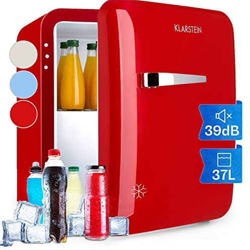 Klarstein Mini Frigo et Congelateur de Chambre de 32L, Snacks, Boissons, Petit Frigo Top Silencieux, Mini Bar, Petit Réfrigérateur Camping, Mini Frigo Cosmetique, Refrigerateur avec Étagères Réglables