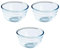 Acan Tradineur - Pack de 3 boles de mezclas de vidrio de borosilicato, extra resistente, cuenco multiusos, cocina, apto para horno y lavavajillas (500 ml - 15 x 9 cm)