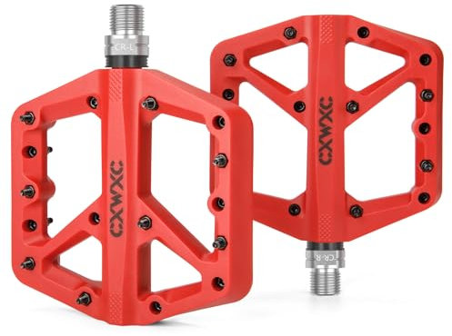 CXWXC Pedale Fahrrad,rutschfeste Fahrradpedale Aus Nylonfaser,MTB Pedale mit 3 Abgedichtete 9/16-Zoll,Flat Pedalen mit Versiegeltem Lager Für Rennrad,Mountainbike, Rot