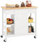 COSTWAY Küchenwagen mit Rollen, Kücheninsel mit Arbeitsplatte, Servierwagen mit verstellbaren Regalen & 2 Schubladen, Küchenschrank rollbar für Küche, Esszimmer, 99 x 46 x 90cm (Weiß)