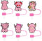 6 Pcs Highland Cow Stanley Straw Cover 10mm Silicone Cow Straw Topper for Stanley Cup 30&40 Oz Tumblers Pink Anti-dust Straw Tip Lids Highland Cow Gifts for Women Girls