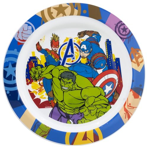 Stor Avengers Kinderteller aus Kunststoff 938ml - Mikrowellengeeignet, BPA-frei, Ergonomisches Design für Kinder