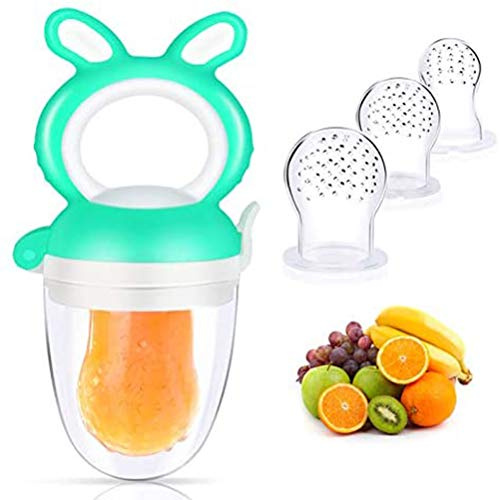 Srliya Baby Obst Feeder Schnuller Frische Lebensmittel Feeder Silikon Brustwarze Baby Früchte für Kinder (Grün)