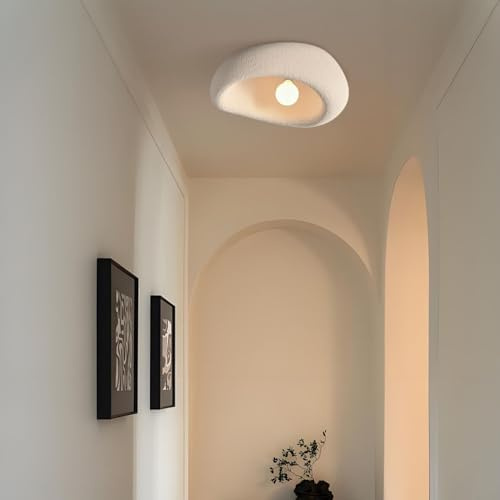 YUPIN Wabi-Sabi Beige/Neubraun Deckenleuchte Moderne Polystyren-Lampenschirm Deckenleuchte Mit E27 Elegante Deko Leuchten Deckenlampe Kreative Deckenlampe Für Wohnzimmer Schlafzimmer Flur Loft(Bracken