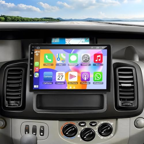 Surakey 4+64G Upgrade Car Stereo Radio for Vauxhall Vivaro for Renault Traffic 2010 2011 2012 2013 2014 Android 14 Carplay GPS Head Unit Android Auto 10 inch Touchscreen Bluetooth Wifi FM/RDS AHD Mic
