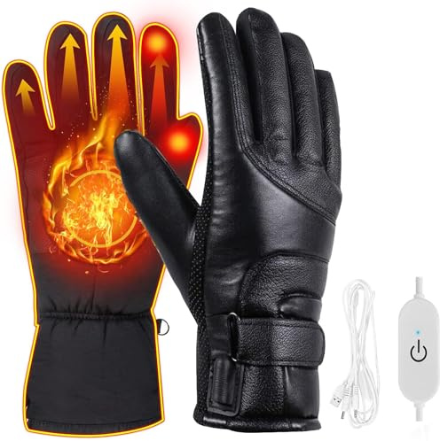 Cablelera Beheizbare Handschuhe für Herren Damen, Wiederaufladbar 3 Stufige Beheizte Ski Handschuhe, USB Wasserdicht Hands chuhe Beheizbare für Klettern, Wandern, Radfahren, Camping