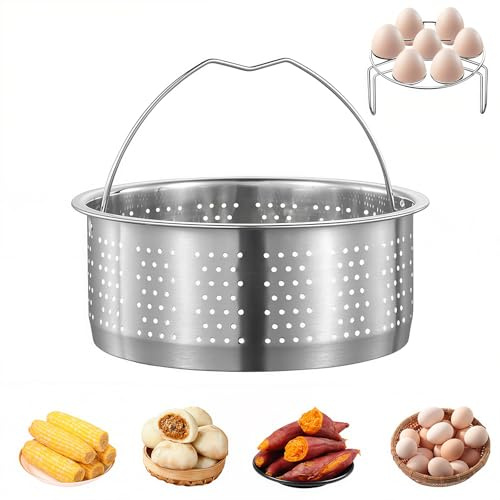 Kozdtiz Lot de 2 supports de cuiseur vapeur, en acier inoxydable 304, avec support à œufs, cuiseur vapeur, insert pour casseroles, casseroles, autocuiseurs, légumes