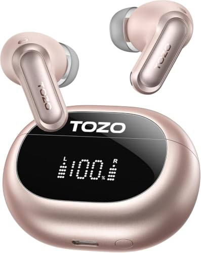 TOZO NC20 Auriculares Inalámbricos Bluetooth 6.0, Sonido LDAC Hi-Res | ANC adaptable, 6 mics llamadas claras, app con EQ y asistente IA, carga rápida e inalámbrica, detección de uso,gran autonomía