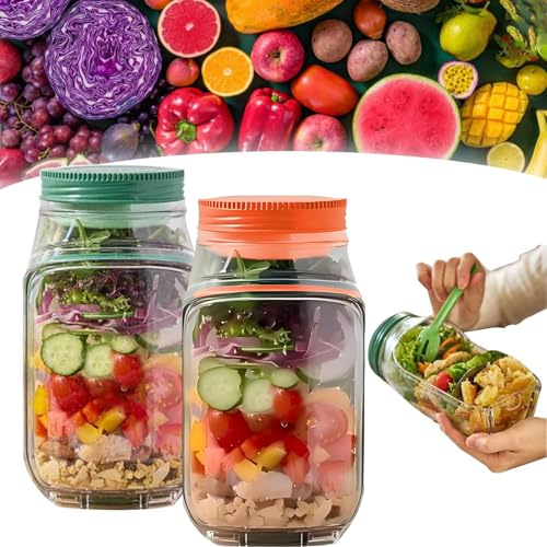 JACKANNA Lot de 2 capsules à salade pliables - Avec couvercle - Pour la maison, l'extérieur, les voyages et les fêtes