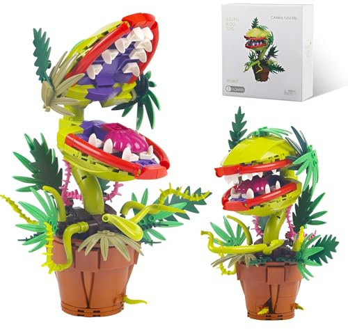 Schrecken Piranha Blume Bausteine Bausatz, Kleiner Laden des Schreckens Kannibalen Pflanze zusammenbauen Modell Spielzeug, Geburtstag Festival Halloween BAU Geschenke Kinder Erwachsene