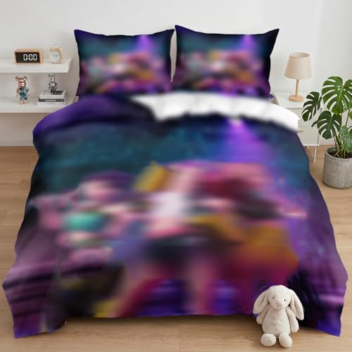 MOFXWHE Bettwäsche Set, Cartoon Bettwäsche, 135 x 200 cm Mikrofaser-Bettbezug mit 2 Kissenbezüg Cartoon-Thema Bettwäsches Schlafzimmerdeko Geschenke für Jungen und Mädchen (Anime 2)