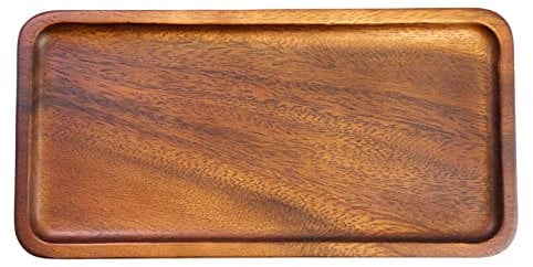 redchocol8® Bandeja rectangular de madera hecha a mano color marrón natural centro de comedor rectangular
