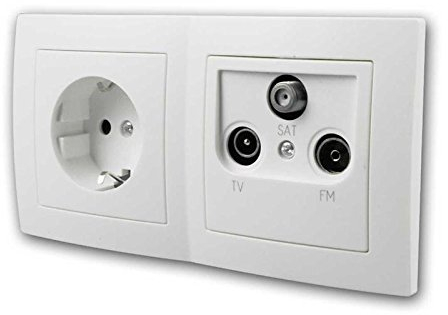 Enchufe combinado FLAIR y enchufe de antena, blanco, ARRIBA