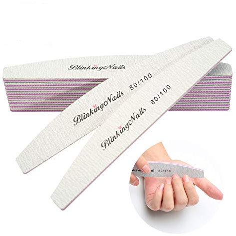 BlinkingNails Acrylic Nail File Set, 80/100 Grit Double Sided Nail Files and Buffers, 10Pcs Manicure Tools for Nail Art Care