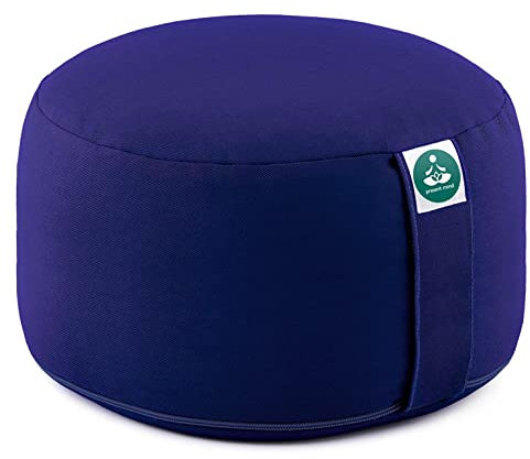 Present Mind Yogakissen Rund Extra Hoch (Sitzhöhe 20 cm) - Farbe: Komblume - Yogakissen Meditationskissen Hoch - Hergestellt in der EU - Waschbarer Bezug - 100% Natürliches Yoga Sitzkissen