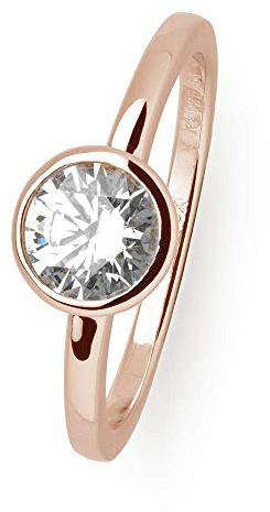 Xenox Damen Silber Sterling 925 Ring in Rosegold mit Zirkonia - Silver Circle XS7280R, Ringgröße (Durchmesser):54 (17.2 mm Ø)