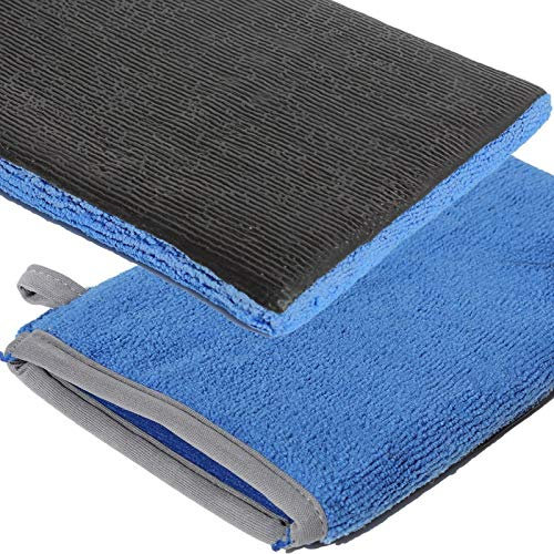 Radami Blau Mikrofaser Handschuh mit Reinigungsknete Medium Poliertuch, Auto Lackreiniger
