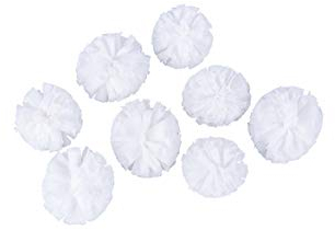 Rayher 76013102 Soft Tüll Pompons, weiß, sortiert, 4 cm + 5 cm ø, Box 8 Stück, Dekoration Hochzeit, Taufe, Kommunion, Konfirmation, Geburtstag, Pompoms aus Tüll