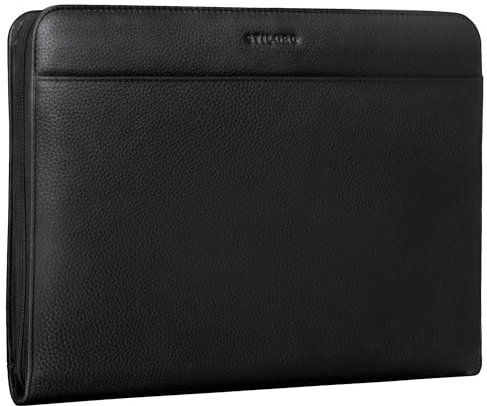 STILORD 'Massimo' Organiseur Cuir Grande Porte-Documents 13,3 Pouces Conférencier Homme Etui de conférence pour MacBookcase Porte-Documents, Couleur:Noir