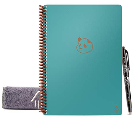Rocketbook Panda Planer – Wiederverwendbarer Täglicher, Wöchentlicher, Monatlicher Planer mit 1 Pilot Frixion Stift und 1 Mikrofasertuch Enthalten – Hellblau Einband A5