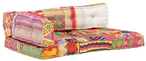 vidaXL Palettensofa Auflage Palettenkissen Set Palettenpolster Paletten Kissen Polster Sitzkissen Rückenkissen Mehrfarbig Stoff Patchwork