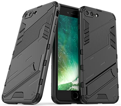 LOLFZ Armor Case with Stand - Military Grade Protection Impact-Resistant Bumper Mobile Phone Cover for Apple iPhone 7 Plus/8 Plus - Black