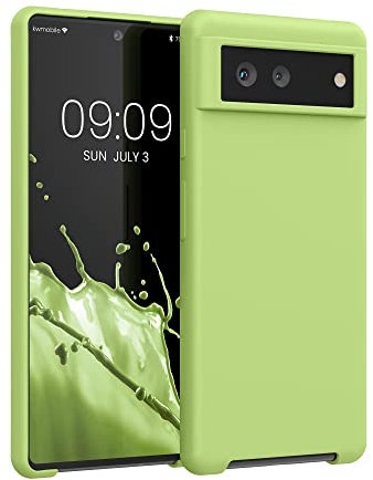 kwmobile Handyhülle für Google Pixel 6 Hülle - Case Silikon - Kabelloses Laden - Schutzhülle Cover in Grüne Tomate