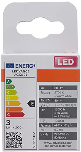OSRAM LED Star Special PIN GL30, lampadina sottile a LED in vetro per base GL30, bianco caldo (2700K), sostituisce lampadine convenzionali da 30W, confezione da 6