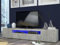 Dmora Mobile Porta TV Jesse, Credenza Bassa da Soggiorno a 3 Ante, Base Porta Televisione, 100% Made in Italy, cm 200x40h37, Cemento, con Luce LED